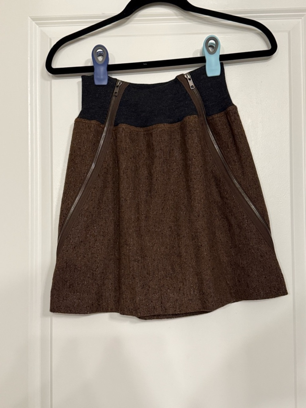 Theory Gretchyn W Donegal Bay Wool Silk Blend Tweed Mini Skirt Zippers Size 8